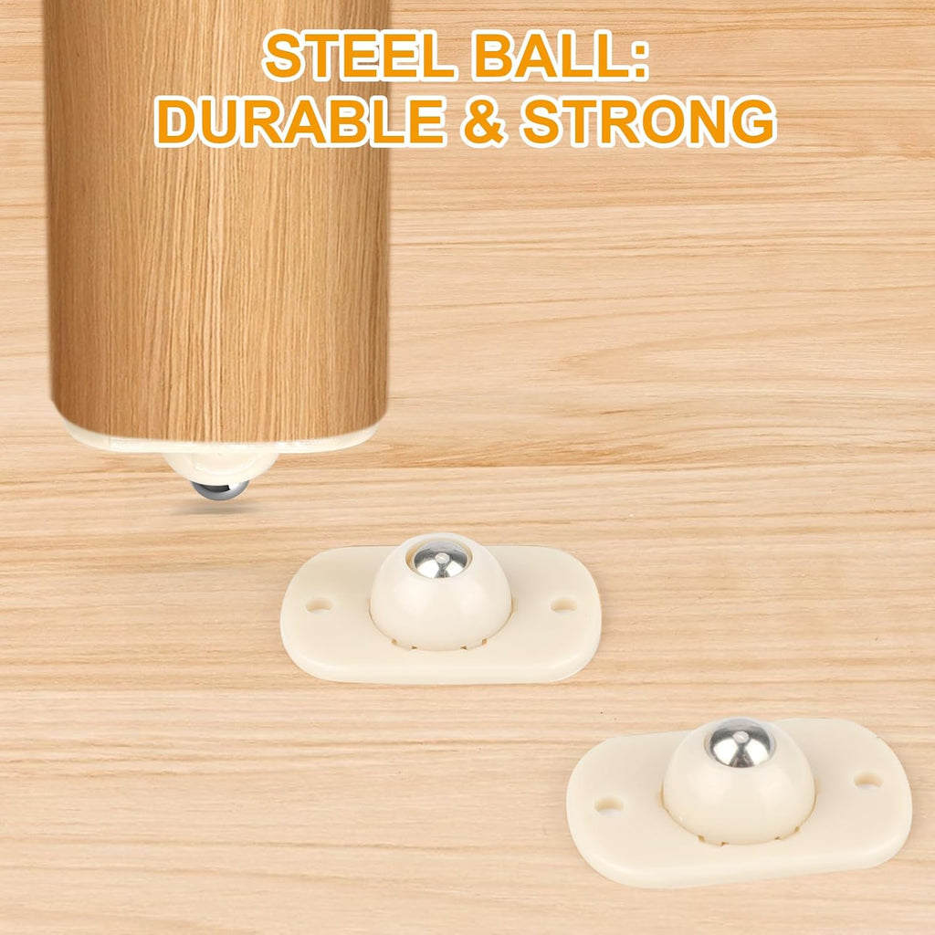White Self-Adhesive Mini Caster Wheels (8 Pack), 360° Swivel Sticky Pulleys F85679