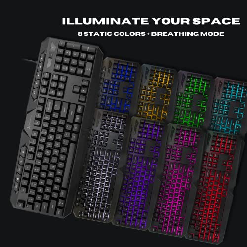 4 in 1 RGB Gaming Keyboard and Mouse Combo with Headset and Mouse Pad F9727