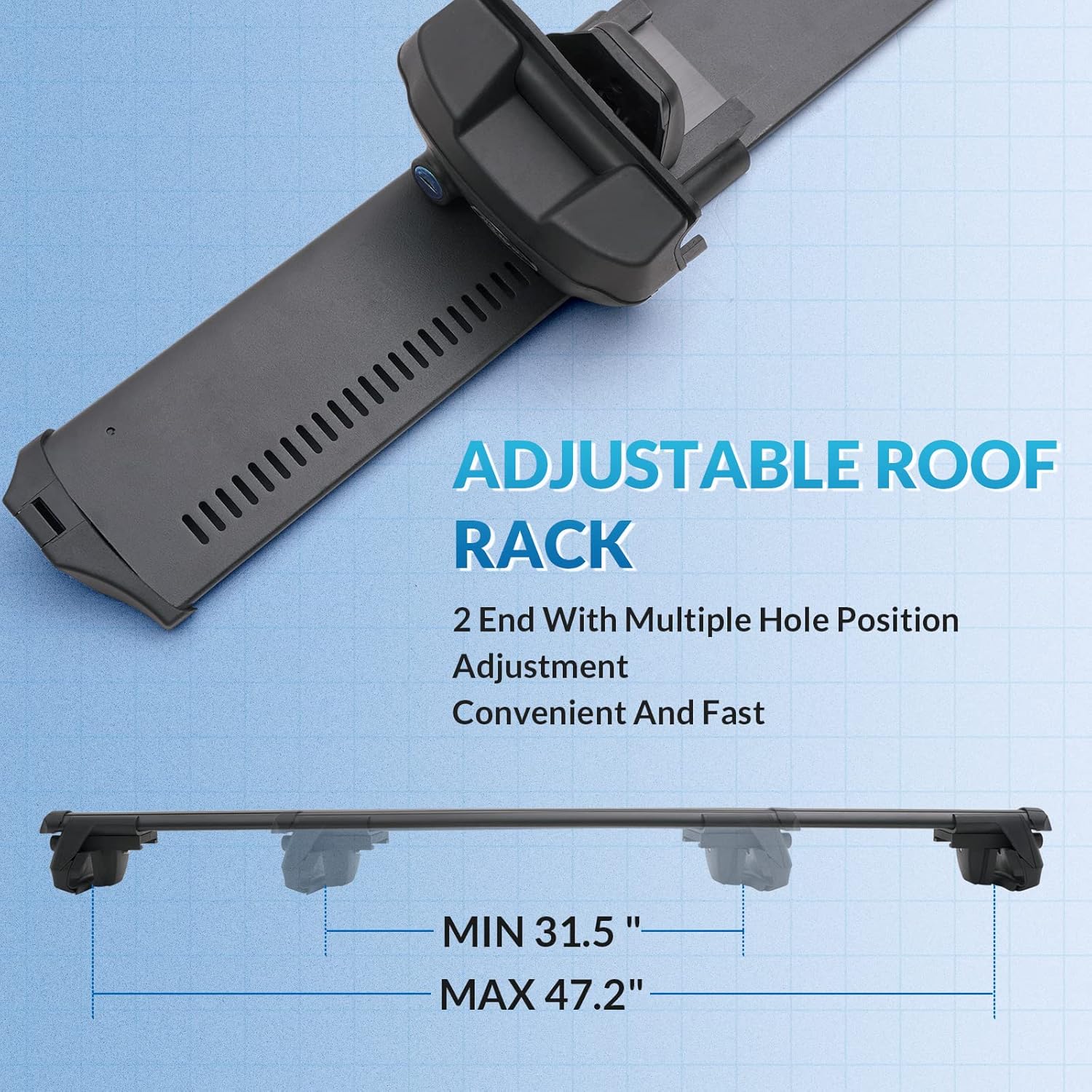 Black Adjustable Aero Aluminum Roof Rack Cross Bars C301