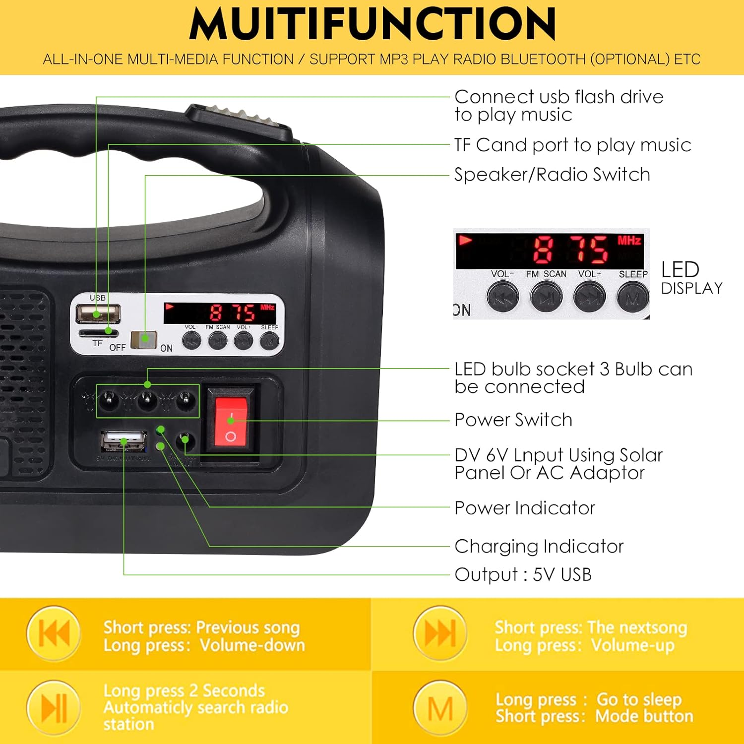 Portable Power Station with 2 Sets LED Light (Yellow) X176535