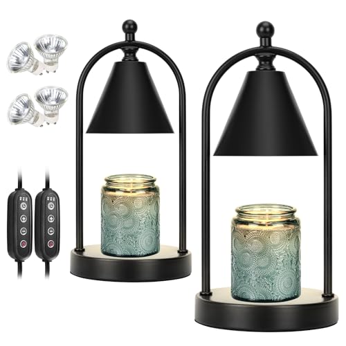 Candle Warmer Lamp with Timer, Electric Black Candle Warmer Light, Dimmable Wax Melts Warmer for Candle Jars A168527