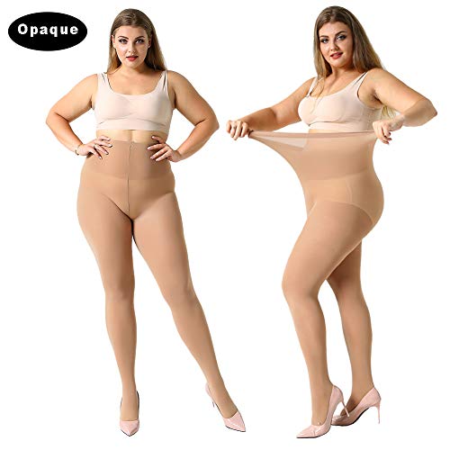 2 Pairs Control Top High Waist Plus Size Tights O2180