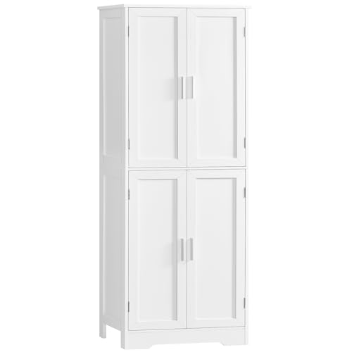 White 67" Storage Cabinet with 4 Doors and 2 Adjustable Shelves S4660