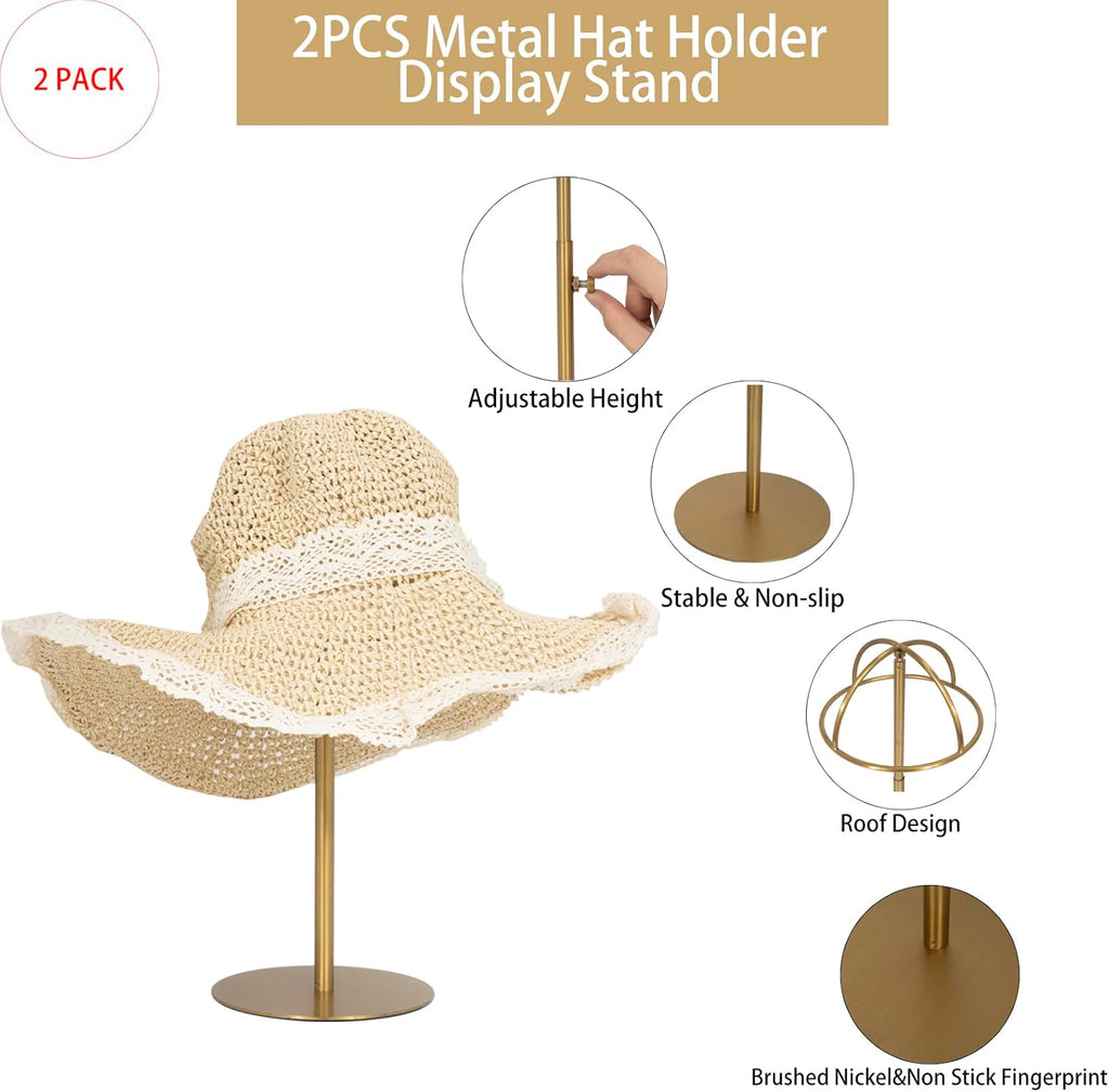 2PCS Stainless Steel Brushed Nickel Titanium Hat Stand S730502