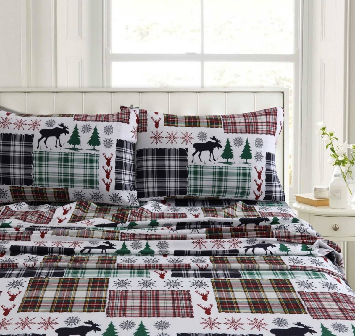 Heavyweight Cotton Flannel Printed Extra Deep Pocket Sheet Set - Twin XL D690579