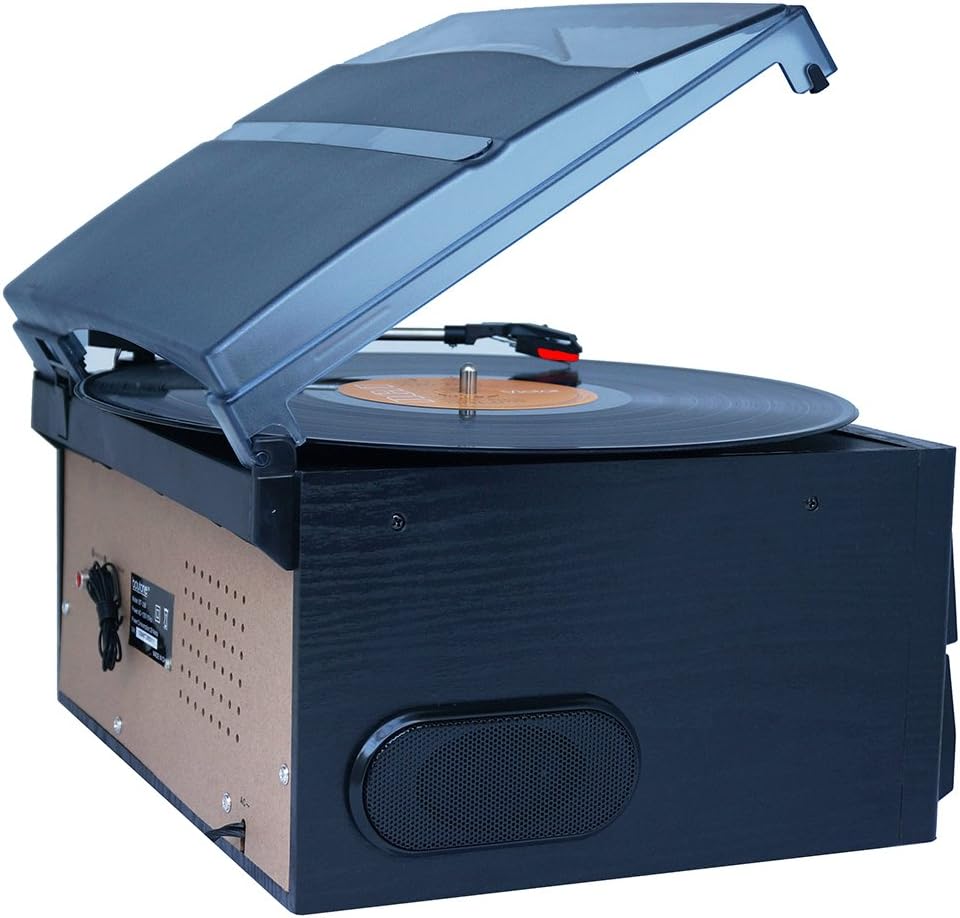 Bluetooth Dual CD Player AM/FM Radio Turntable Record Player with Cassette Player X39459