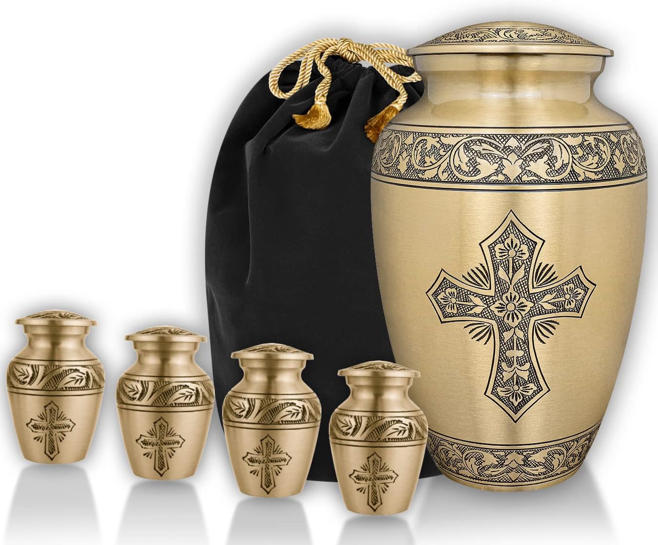 Cremation Urns, 0.75 Lbs., 2.75" x 1.75", Cross Bronze P513