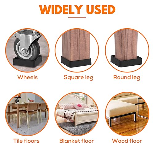 8 Pcs Non Slip Rubber Furniture Coasters Black Z87488