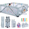 Foldable Large Play Pen with 2 Storage Bags 4 Handlers 50 Balls (71" × 59") C608246
