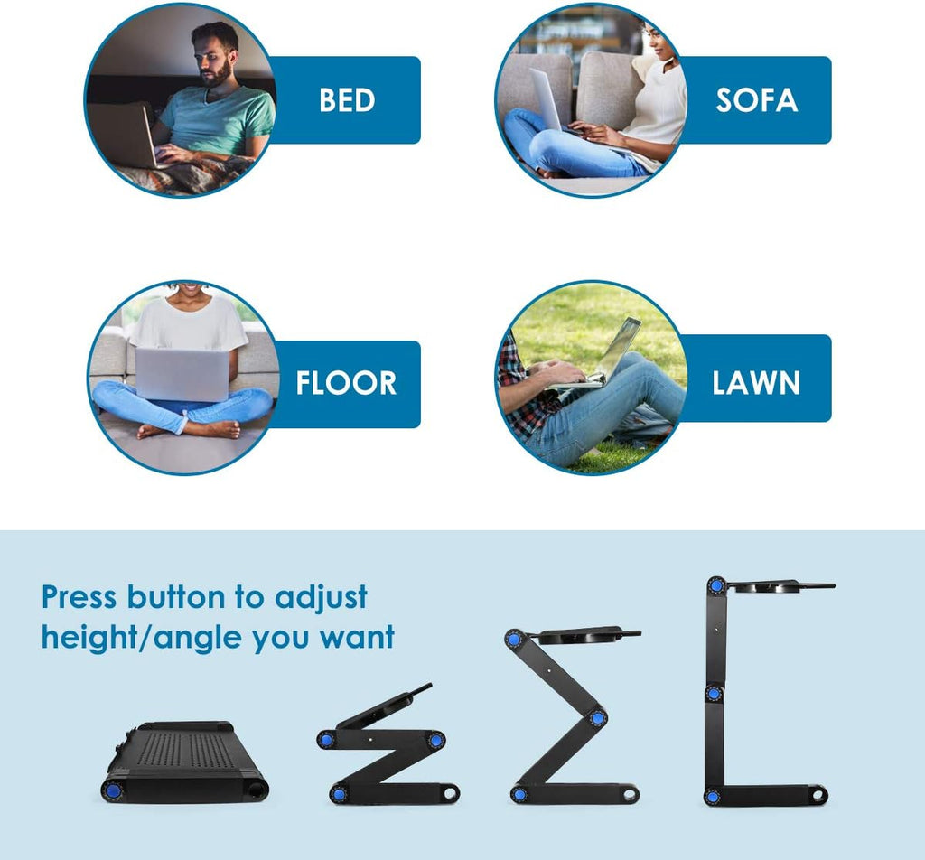 Foldable Aluminum Adjustable Laptop Stand with Cooling Fan & Mouse Pad M6054