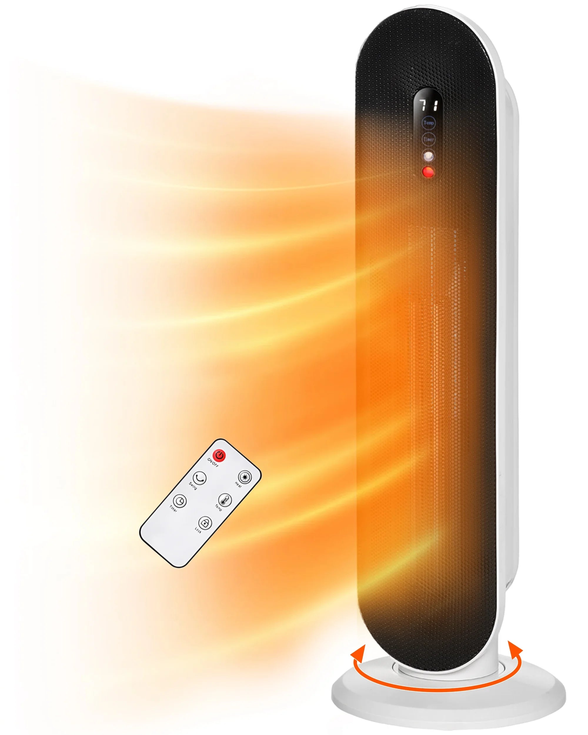 White Portable Electric Heater with Thermostat Timer A44204