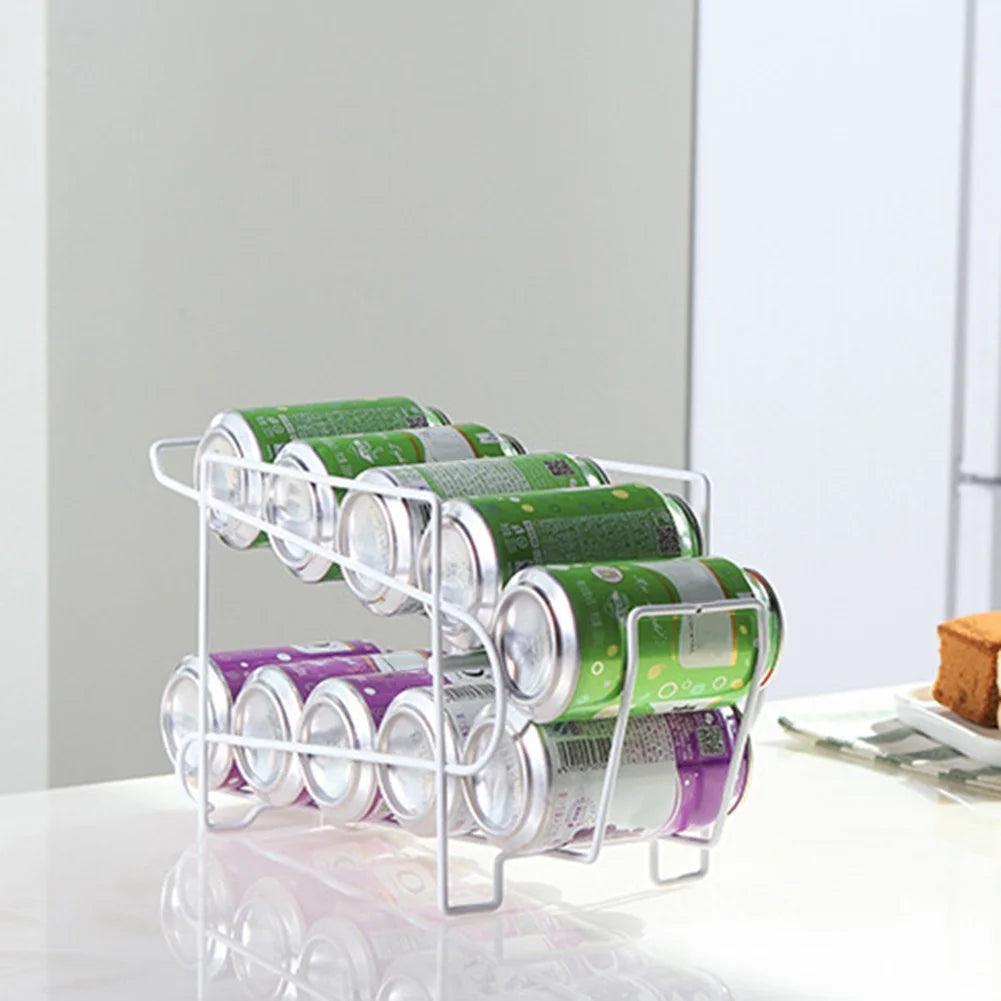 Double-layer Beer Soda Can 10 Storage Box Fridge Organizer E8919