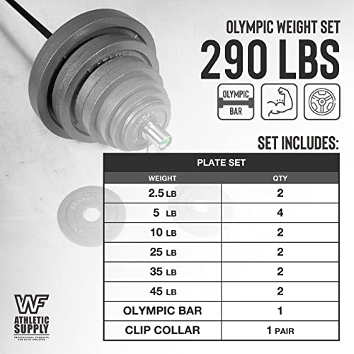 290lb & 300lb & 555lb Olympic Weight Plates Set with 7 ft. Olympic Barbell Y9087