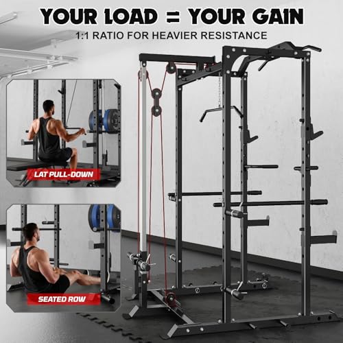 Power Cage Squat Rack with LAT Pulldown X6377