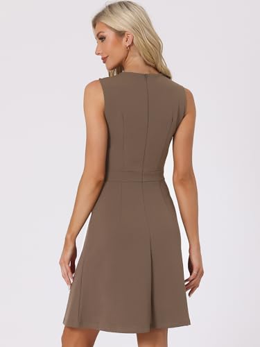 Women's Work Dress Round Neck Solid Color Sleeveless A-Line Office Dresses G124432