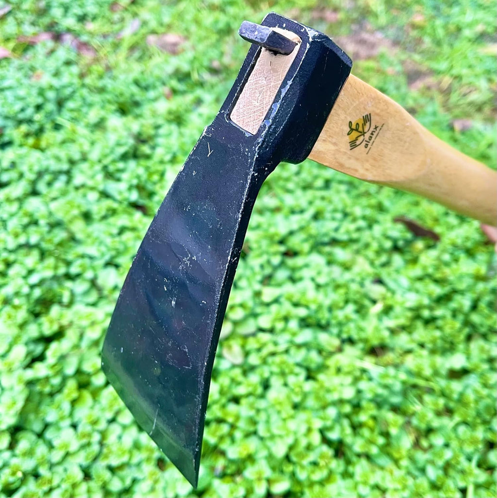 14 Inch Wide Japanese Carbon Steel Garden Hoe with Oak Wooden Handle I88542