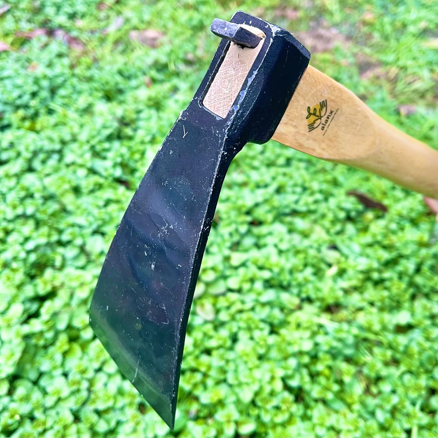 14 Inch Wide Japanese Carbon Steel Garden Hoe with Oak Wooden Handle I88542