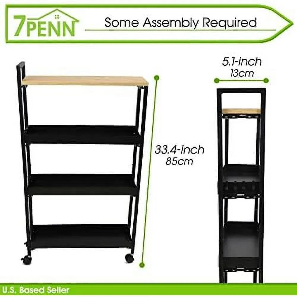 Slim 4 Tier Narrow Storage Cart With Wheels C770