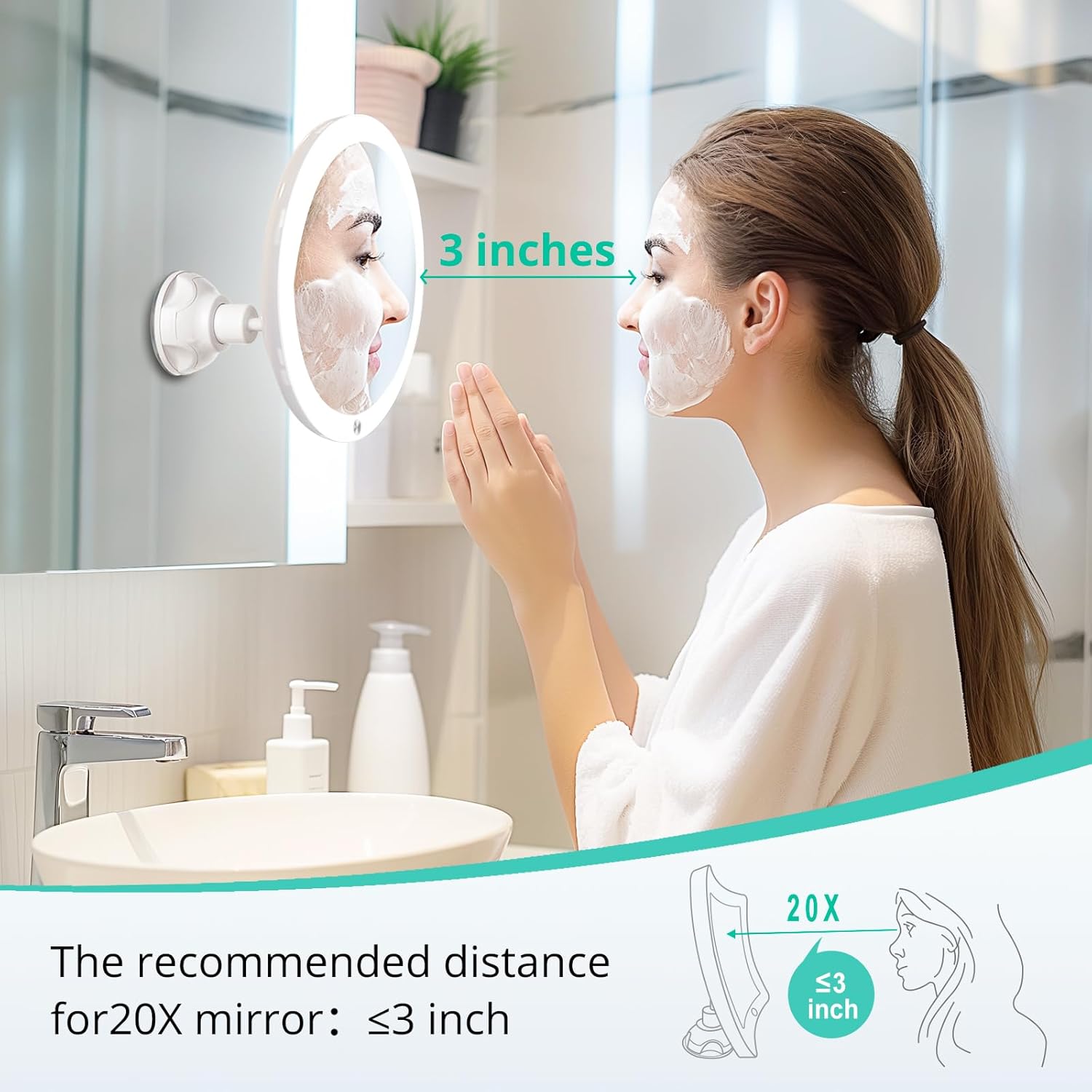 20X Lighted Magnifying Mirror with Suction Cup K77388