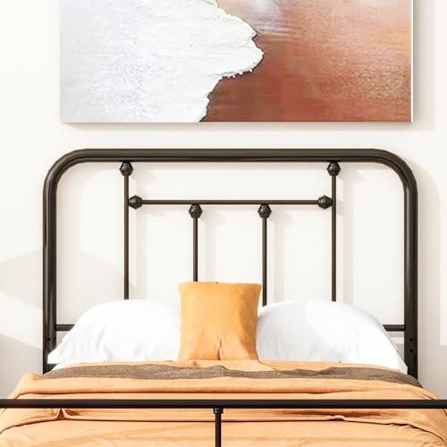 Twin Size Metal Headboard Black Steel L386