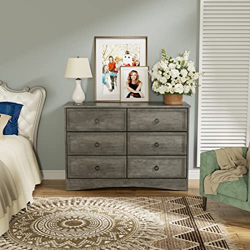 Gray 6 Drawer Dresser with Strip Lights K158409