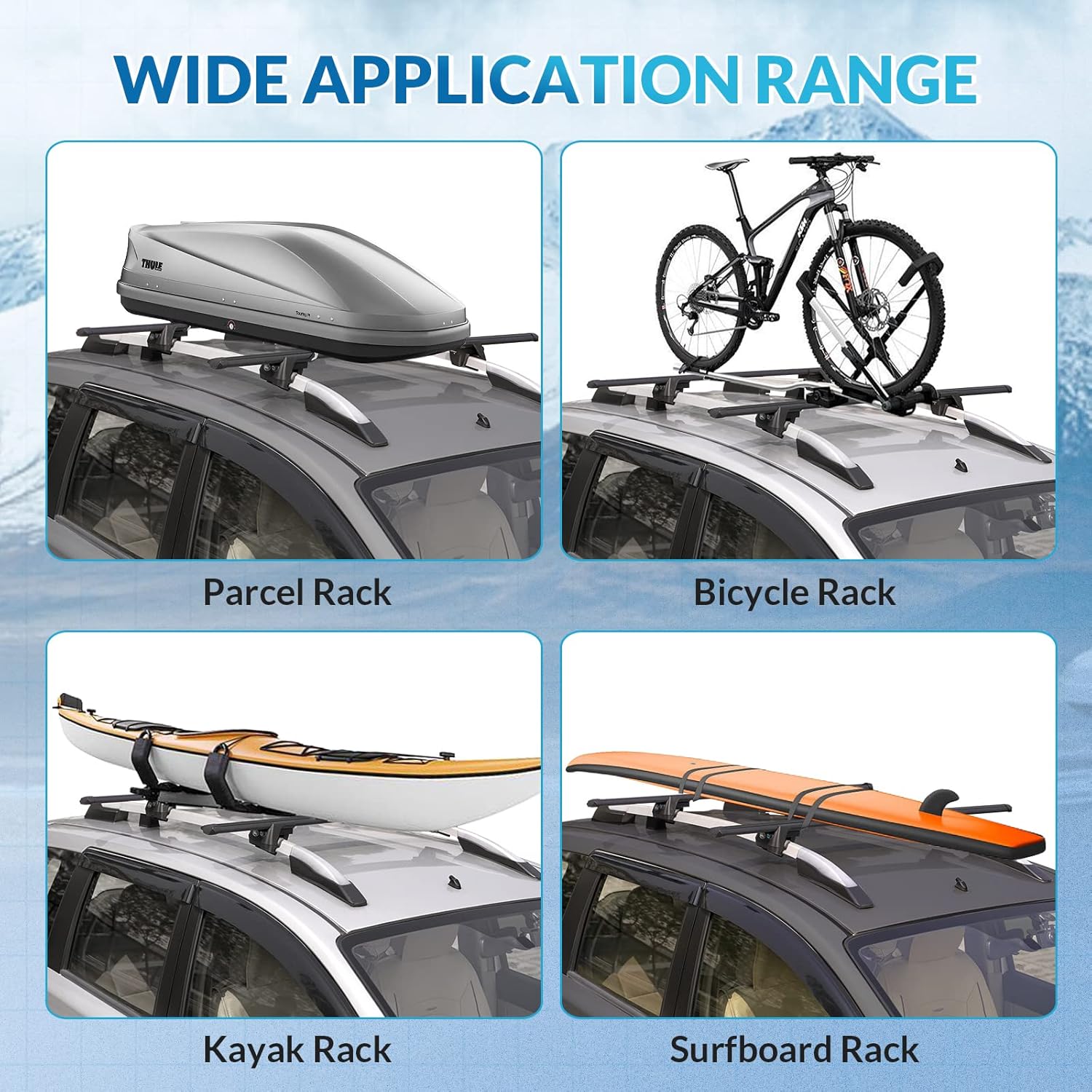 Black Adjustable Aero Aluminum Roof Rack Cross Bars C301
