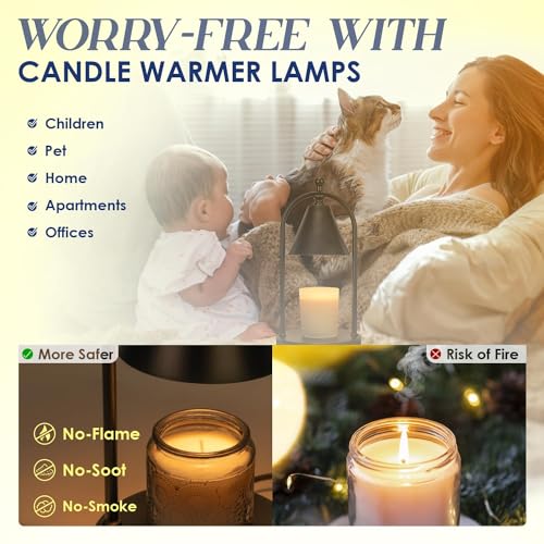 Candle Warmer Lamp with Timer, Electric Black Candle Warmer Light, Dimmable Wax Melts Warmer for Candle Jars A168527
