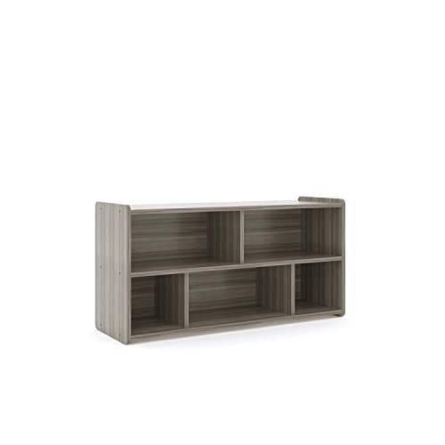Toddler 5-Compartment Wooden Storage Cubby Shelf, 46" W x 23.5" H, Maple Y86282