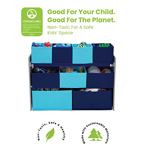 Grey/Blue Kids Wood Table and Chair Set with Toy Organizer A60108