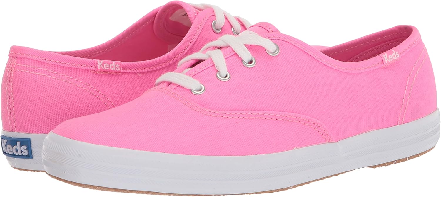 Neon Pink Canvas Lace Up Sneaker H3646