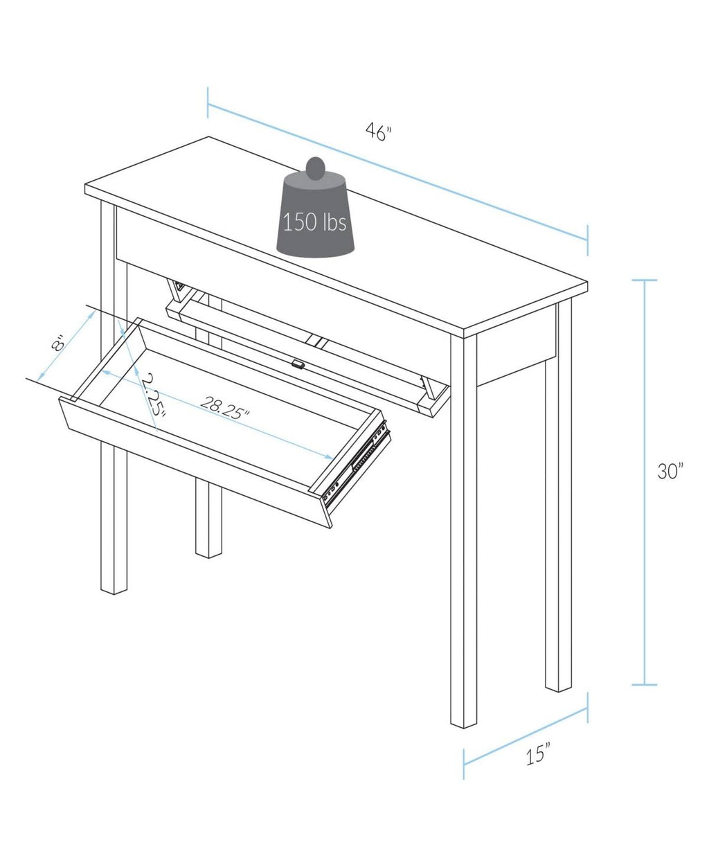 Warm Brown Console Table with Concealed Drawer Q496264