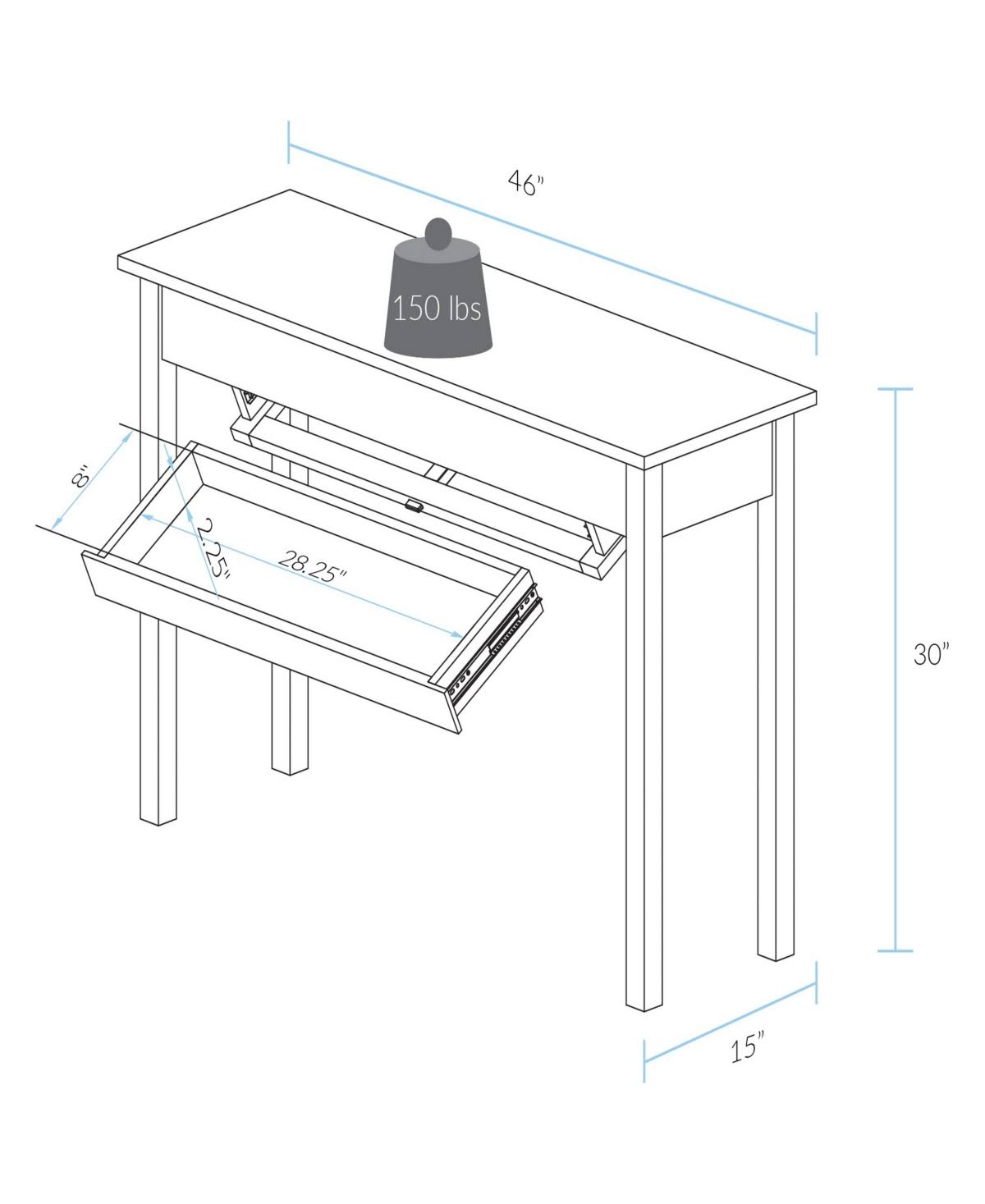 Warm Brown Console Table with Concealed Drawer Q496264
