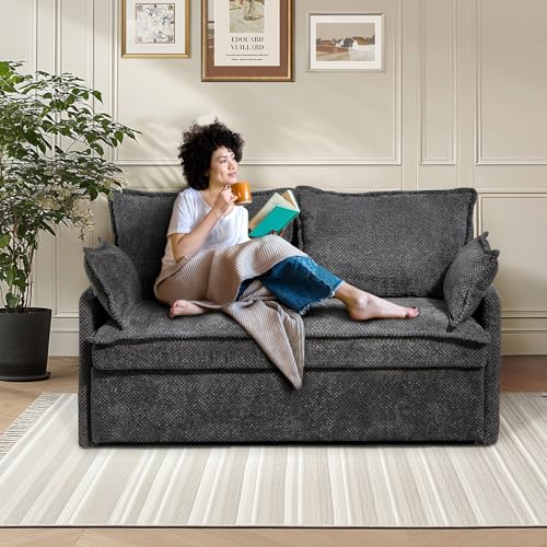 Queen Size Corduroy Convertible Sofa Bed with Storage Pockets T68360