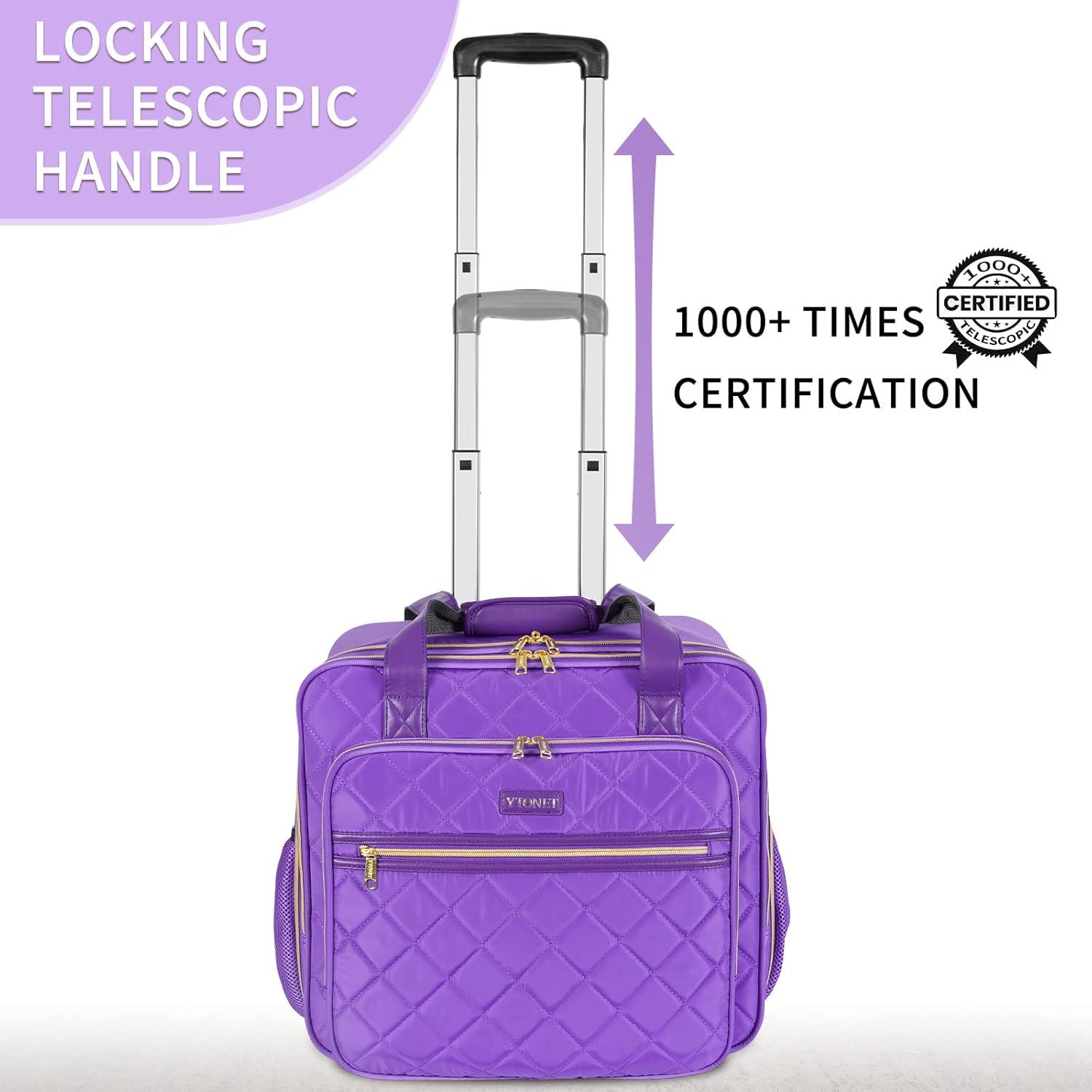Purple 17.3 Inch Rolling Laptop Bag with Wheels J592