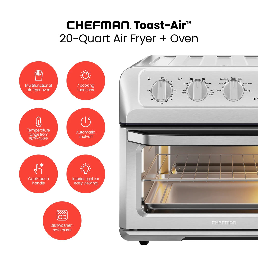 20 Qt Stainless Steel Air Fryer Toaster Oven Combo A7070