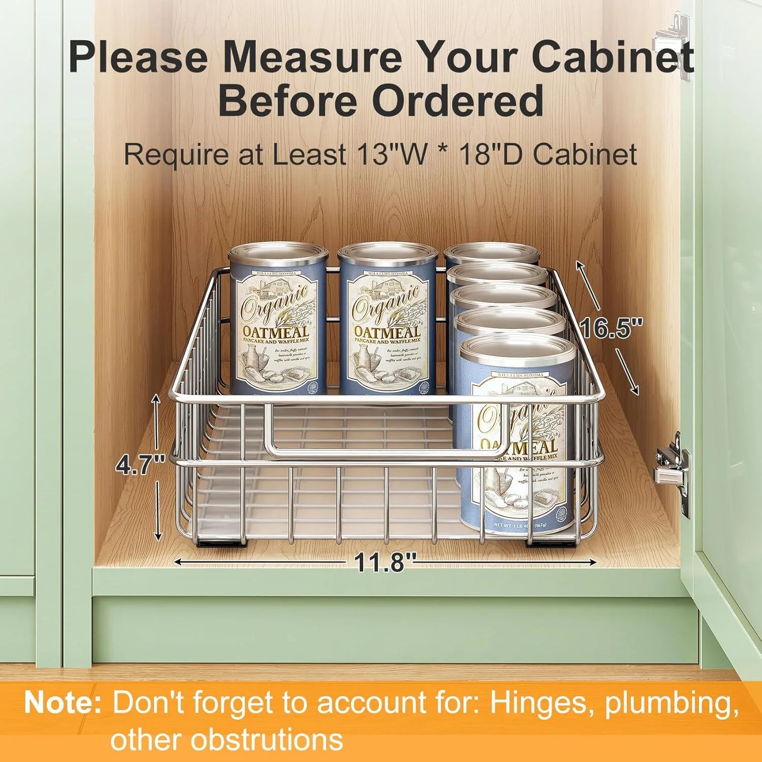 2 Packs Stainless Steel Slide Out Drawers M590344