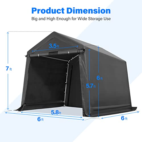 Gray 10x10 ft Heavy Duty Portable Canopy Shelter Carport with 2 Roll up Zipper Doors L573438
