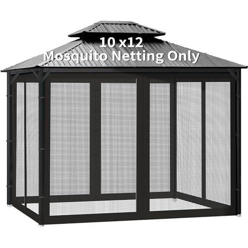 10' x 10' 4-Panel Sidewall Mosquito Netting with Zippers (Black) R8846