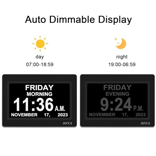 7 Inch Calendar Clock with Auto Dimmable Display O49050
