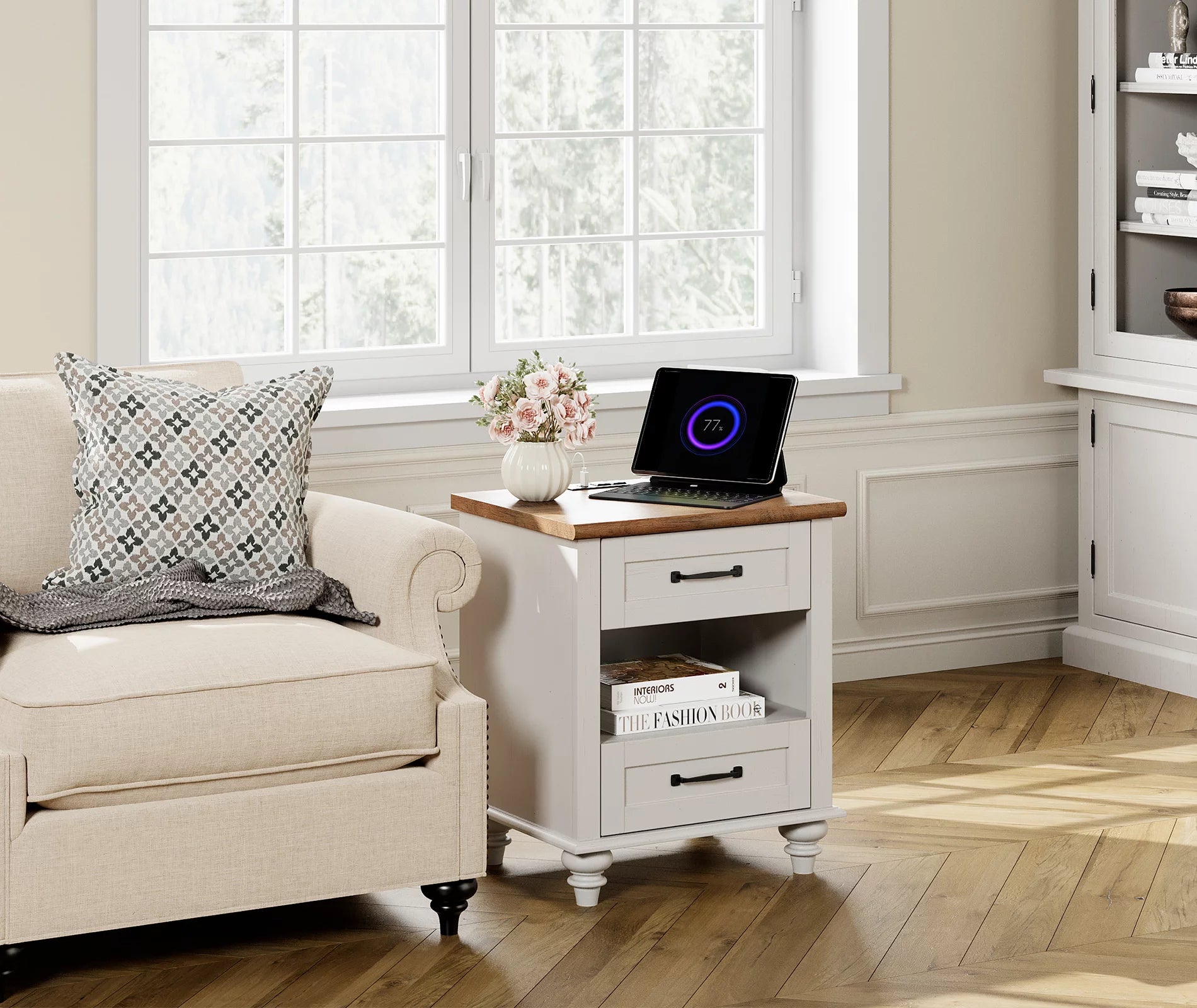 White Set of 2 Wooden Nightstand with 2 Drawers C509283