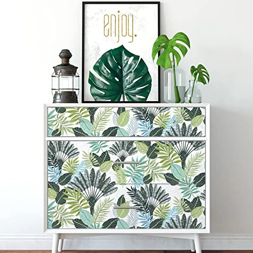 Tropical Peel and Stick Wallpaper 17.7inch x 118.1inch Green Floral Wallpaper L60669
