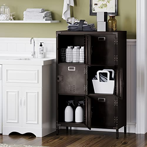Metal Storage Locker 47" Steel 6 Door Lockable Adjustable Feet Cabinets E913