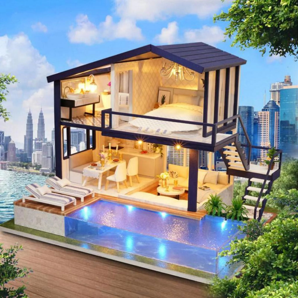 Miniature Dollhouse with LED Light, Swimming Z9172