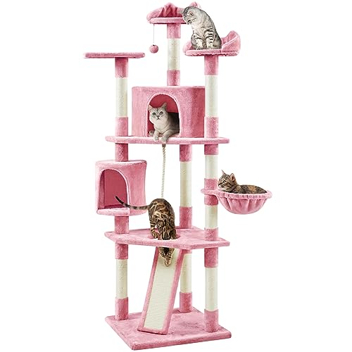 Dark Gray and White Multi-Level Cat Tree with Scratching Posts K552480