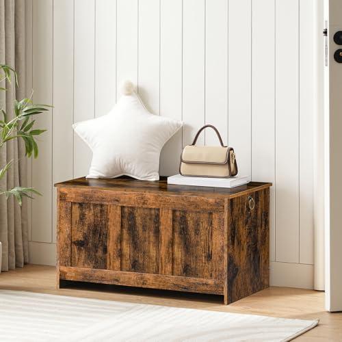 White and Walnut 39.3" Wooden Storage Bench T379