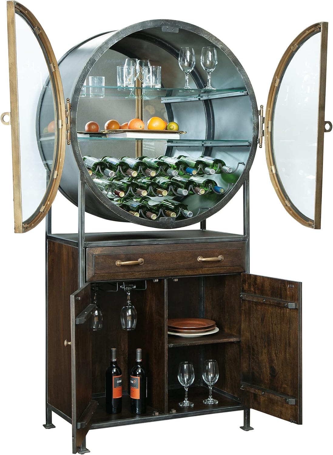 Distressed Hardwood Wine Bar Cabinet B4847