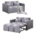 Brown Teddy Fabric Pull Out Sleeper Sofa with Adjustable Backrest and Pillows G628159