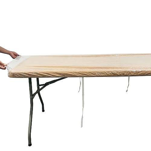 Clear Vinyl Oblong Fitted Tablecloth (8Ft - 30 * 96 inch Rectangle) L926735