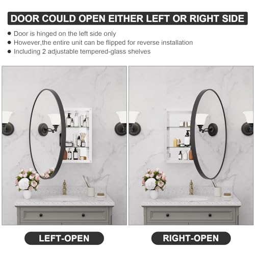 Gold Metal Framed Recessed Bathroom Medicine Cabinet with Beveled Mirror 16x24 inch S666600