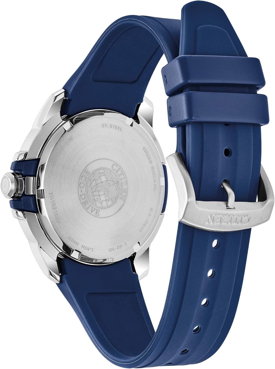 Blue Dial Stainless Steel Watch with Blue Polyurethane Strap P80418